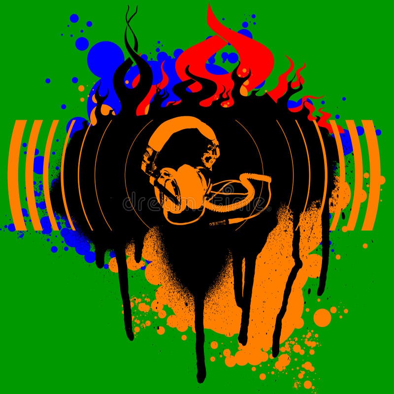 Headphones Color Graffiti. stock vector. Illustration of graffiti 2473563