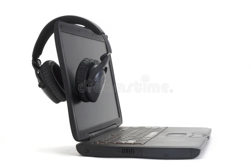 Headphones On Computer royalty free stock photos