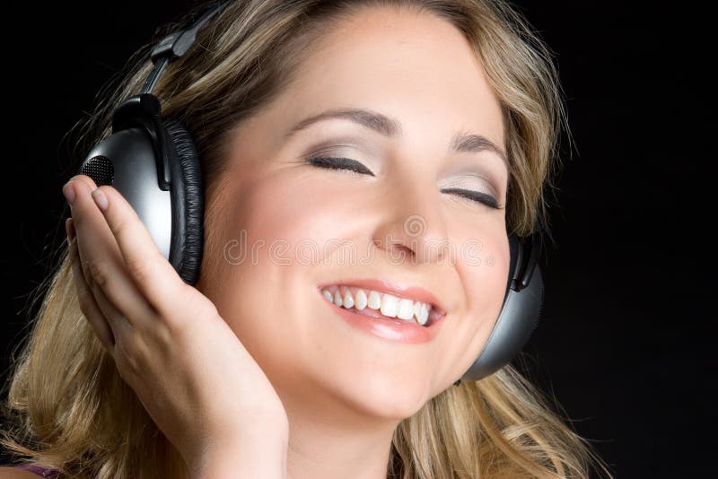Headphones Girl stock image. Image of happy, black, happiness 10104035