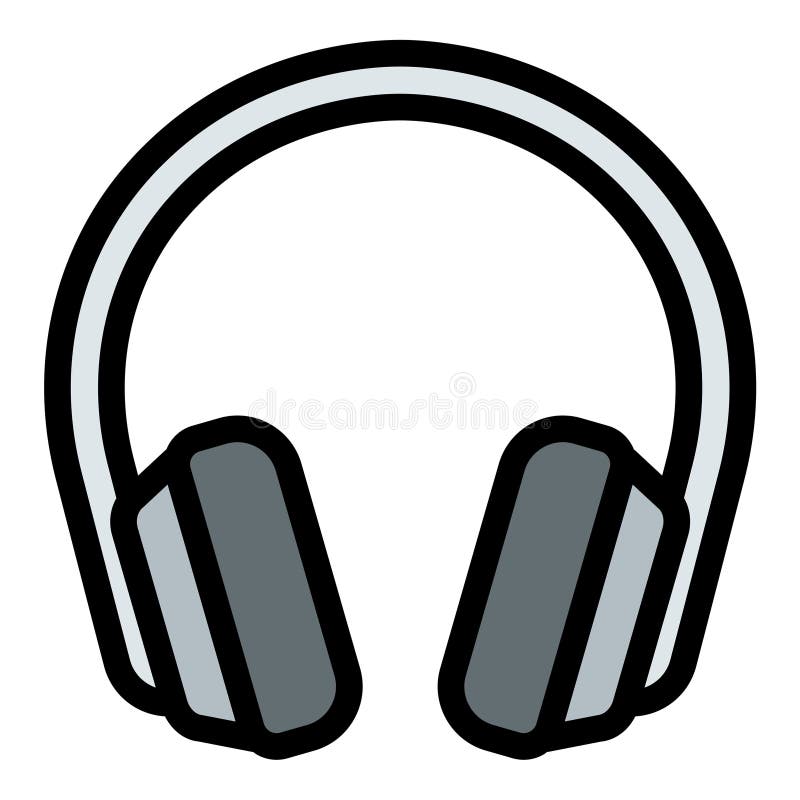 Headphones Icon Immersive Audio Experience in Flat Line Color Style vector illustration