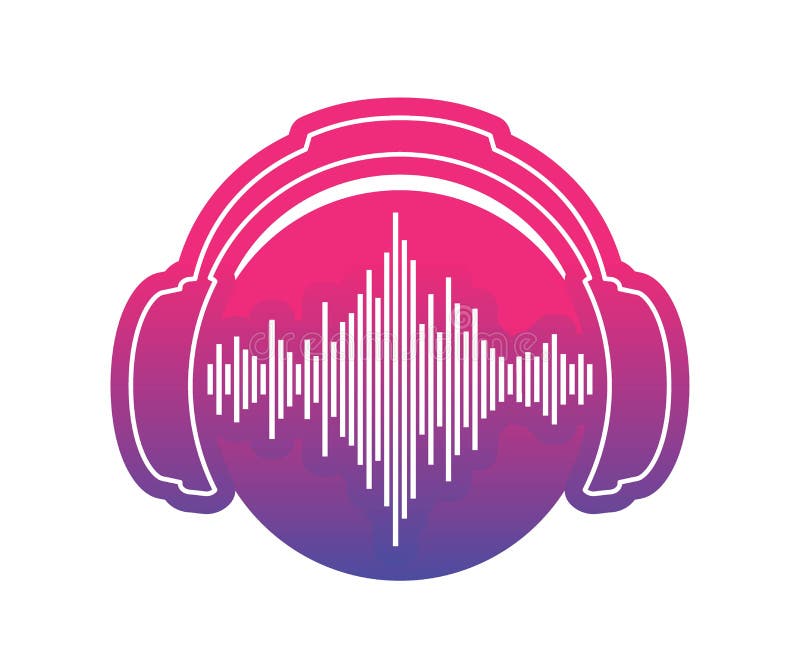 Headphones Icon with Sound Wave Beats Stock Vector - Illustration of ...