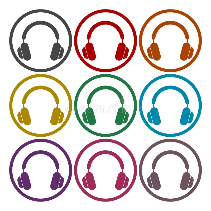 Headphones icons set stock vector. Illustration of cord 120055742