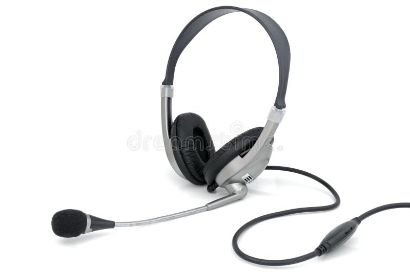 Headphones with microphone stock image. Image of white 12704057