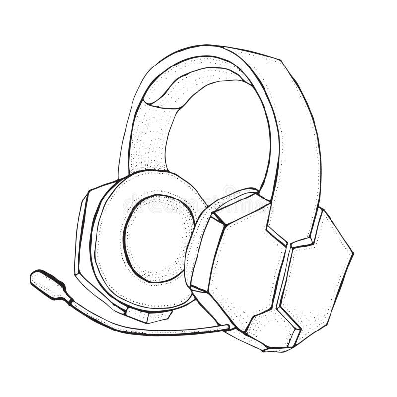 Sketch Gamer Headset Drawing