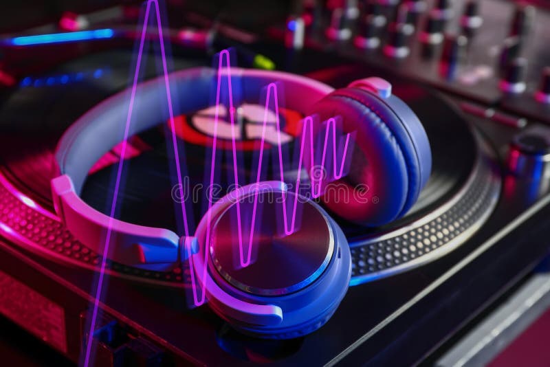 Headphones on Modern DJ Mixer, Closeup Stock Photo - Image of leisure, closeup: 151104052 Headphones on Modern DJ Mixer, Closeup Stock Photo - Image of leisure, closeup: 151104052
