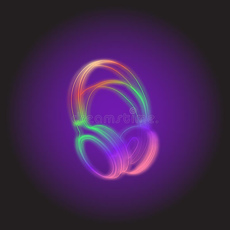 Headphones Neon light stock vector. Illustration of light 98234704