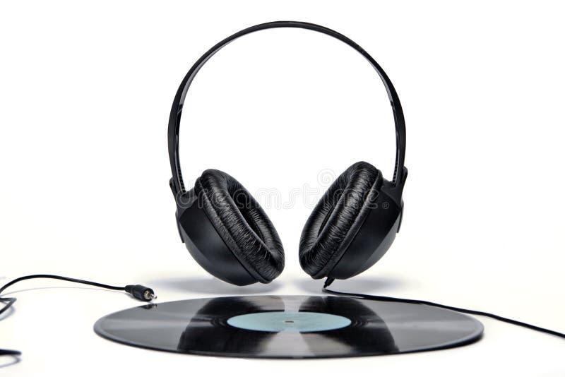 Headphones and Old Vinyl Record Stock Photo Image of listening