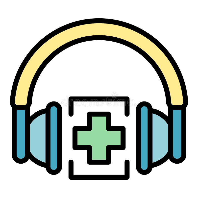 Headphones Pharmacy Icon Color Outline Vector Stock Vector