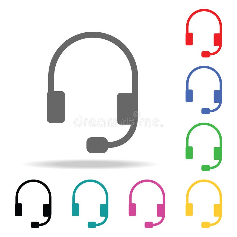 Headset. Headphones with Microphone Icon. Elements in Multi Colored