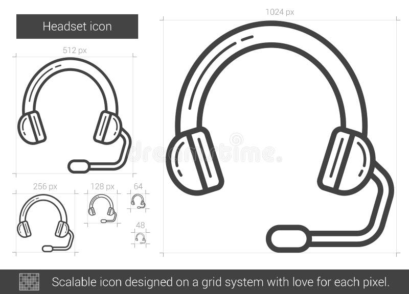 Headset line icon. stock vector. Illustration of headset 80693890