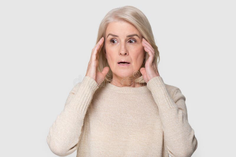 Scared Elderly Woman Stock Image Image Of Seventy Facial