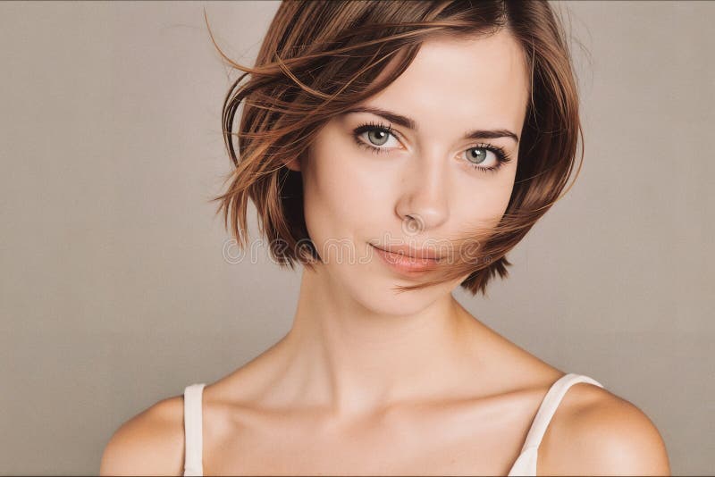 Headshot of brunette-kvinna arkivfoto