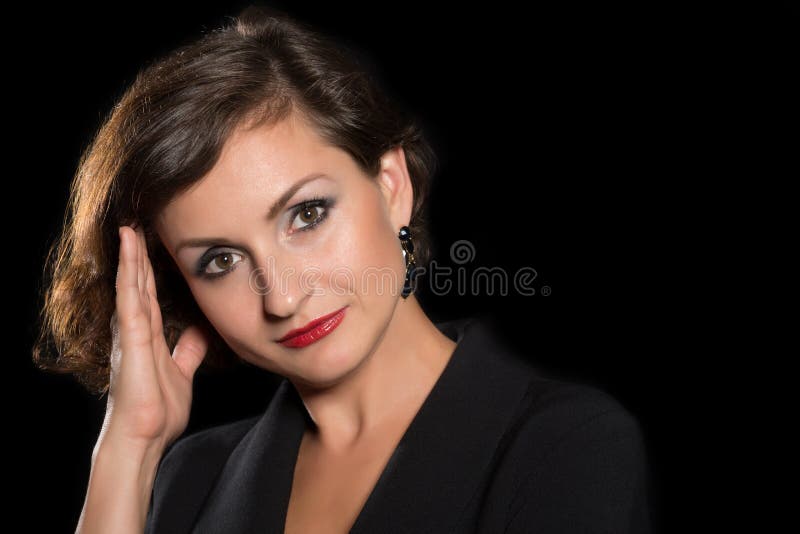 Headshot Portrait Beautiful Woman Stock Photo - Image of closeup, close ...