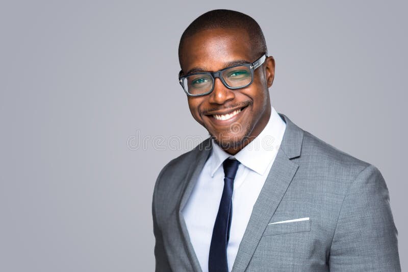 Headshot of successful smiling cheerful african american businessman executive stylish company leader stock images