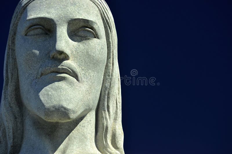 Headshoten av statyKristus Förlossare är en Art Deco staty i Rio de Janeiro arkivfoto Headshoten av statyKristus Förlossare är en Art Deco staty i Rio de Janeiro arkivfoto