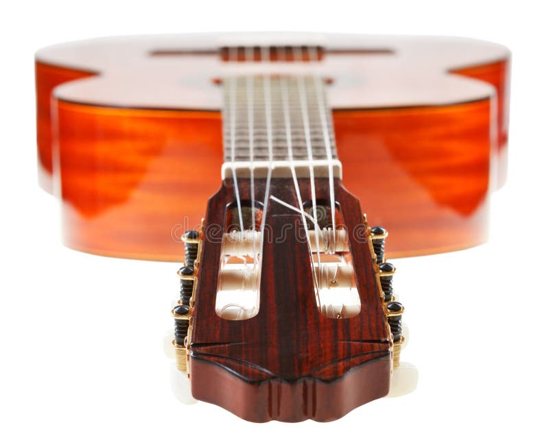 Classical guitar headstock stock image. Image of strings 14002735