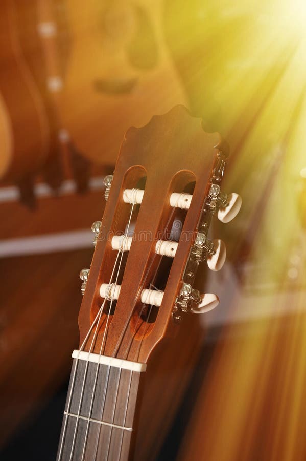 Classical guitar headstock stock image. Image of strings 14002735