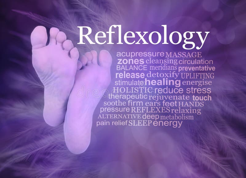 Healer`s Purple Feather Reflexology Word Cloud