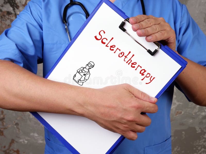 Health care concept meaning Sclerotherapy with phrase on the page