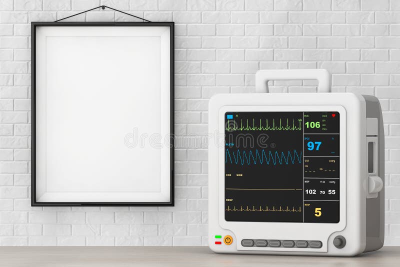 Health Care Portable Cardiac Monitoring Equipment In Front Of Br Stock