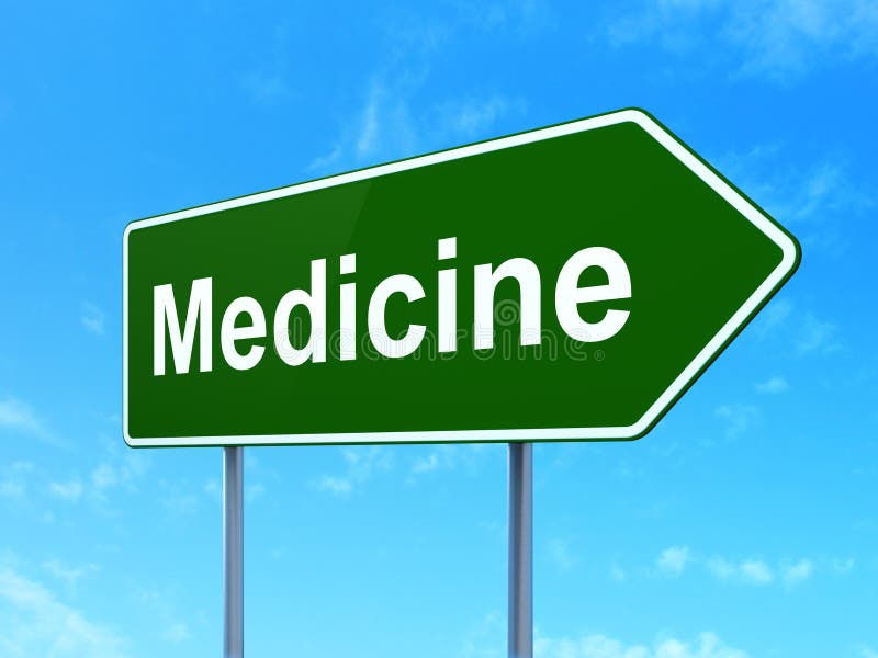 Health concept: Medicine on road sign background vector illustration Health concept: Medicine on road sign background vector illustration