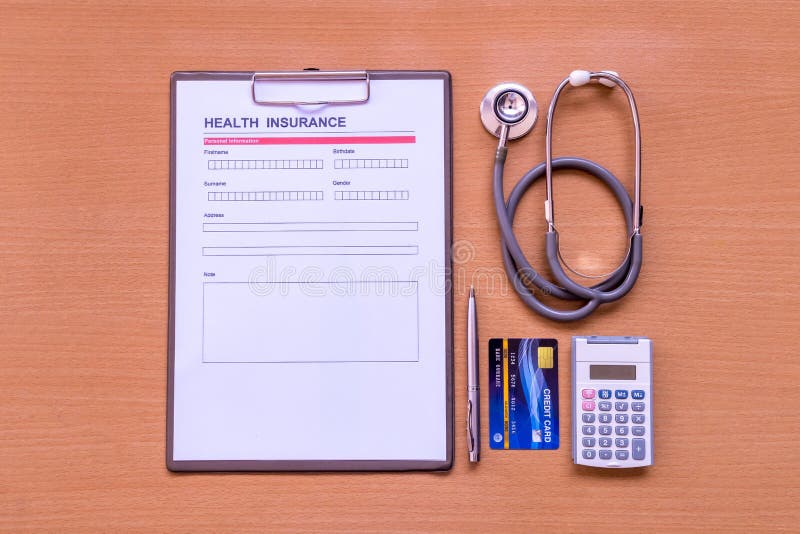 Health Insurance Form with Model and Policy Document Stock Image ...