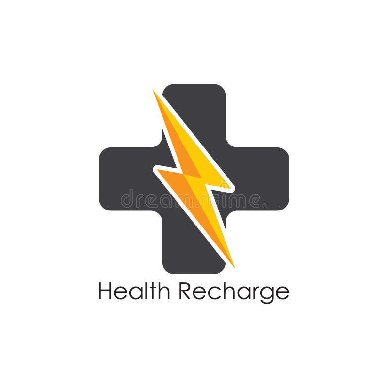 Health recharge energy bolt logo vector