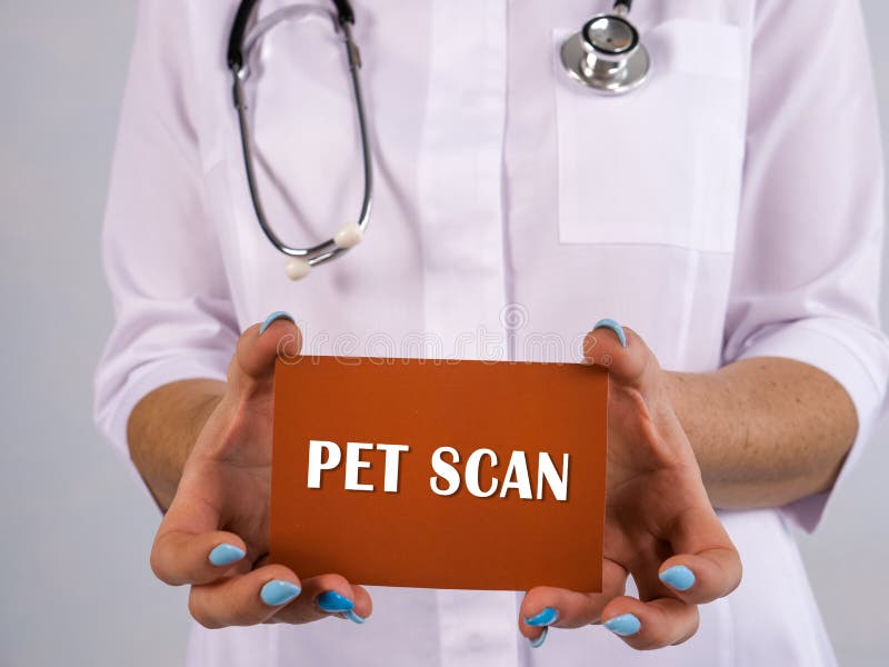 Healthcare concept meaning PET SCAN Positron Emission Tomography with inscription on the piece of paper stock images