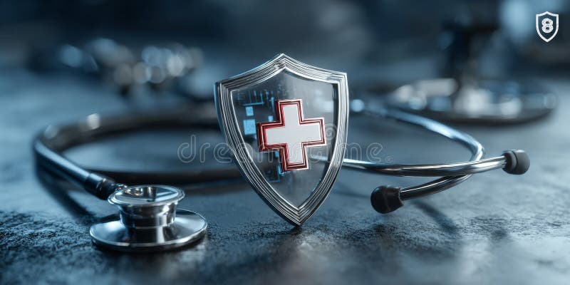 Healthcare Cybersecurity Concept Protecting Patient Data with Advanced Digital Safety Measures royalty free illustration