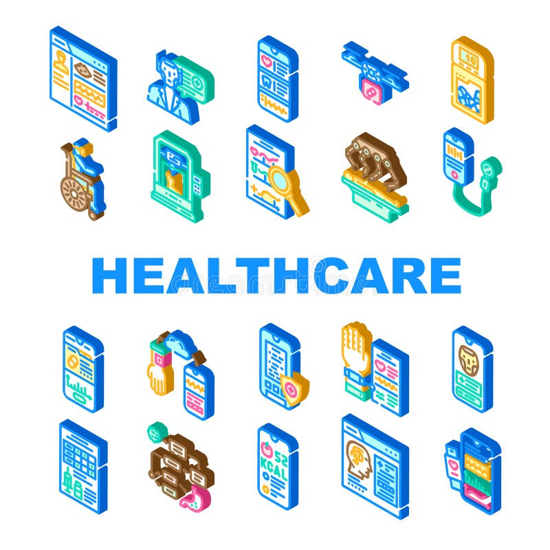 Healthcare innovations icons set vector vector illustration