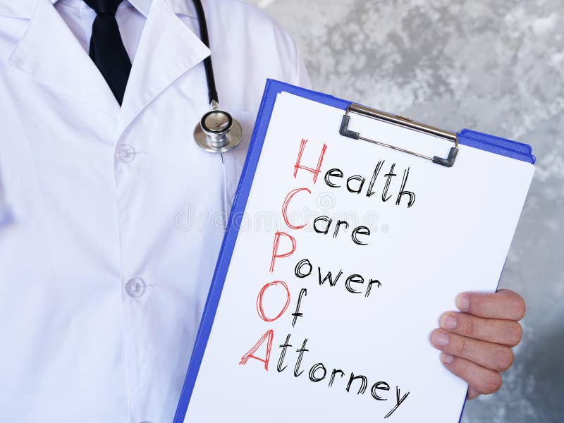 Healthcare Power of Attorney HCPOA is shown on the photo using the text. Healthcare Power of Attorney HCPOA is shown on a photo using the text royalty free stock photos