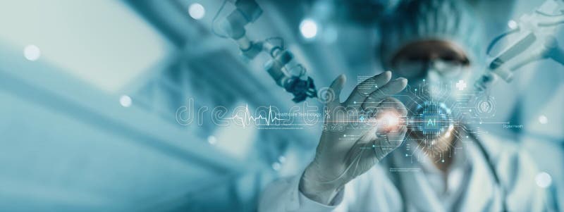 .Healthcare technology, Medical revolution and the advance of technology Artificial Intelligence, AI Deep Learning for Medical stock photo