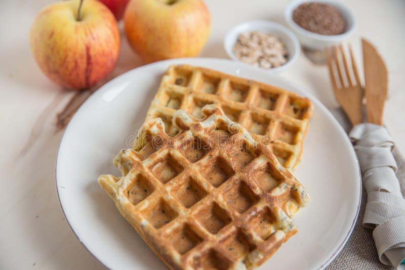Healthy apple waffles stock photo. Image of delicious 79530978