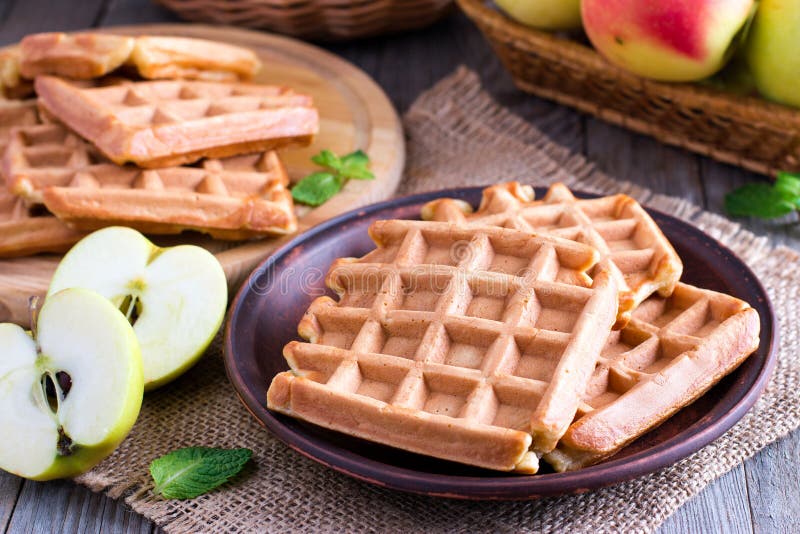 Healthy apple waffles stock photo. Image of garnish 101997336