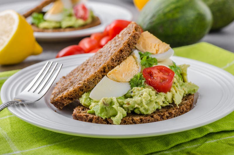 Healthy Bread with Avocado Spread Stock Image - Image of herbs ...