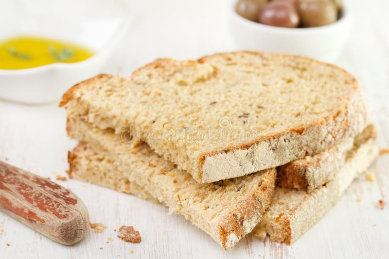 Healthy Bread with Olive Oil Stock Photo Image of fast, bowl 34810174