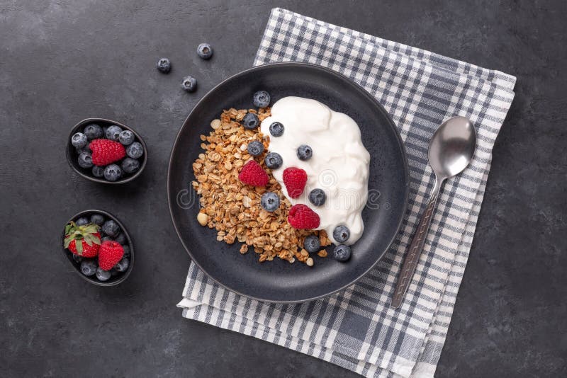 Healthy Breakfast with Baked Granola and Greek Yogurt. Stock Image