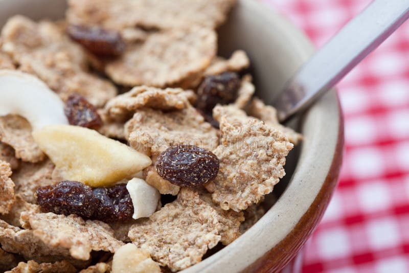 Healthy Breakfast Of Bran Flakes With Raisins Stock Photo Image of brown, meal 13457576