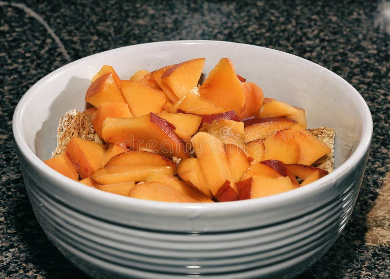 Healthy Breakfast Cereal with Peaches Stock Image Image of crunchy