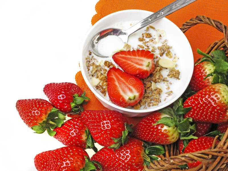 Healthy Breakfast Cereal with Strawberries Stock Photo Image of