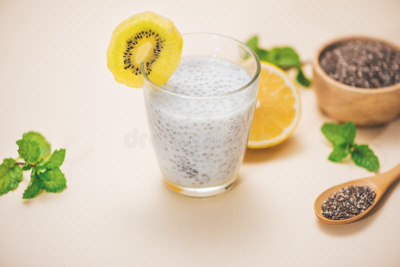 Healthy Breakfast with Chia Pudding in Glass Stock Photo Image of