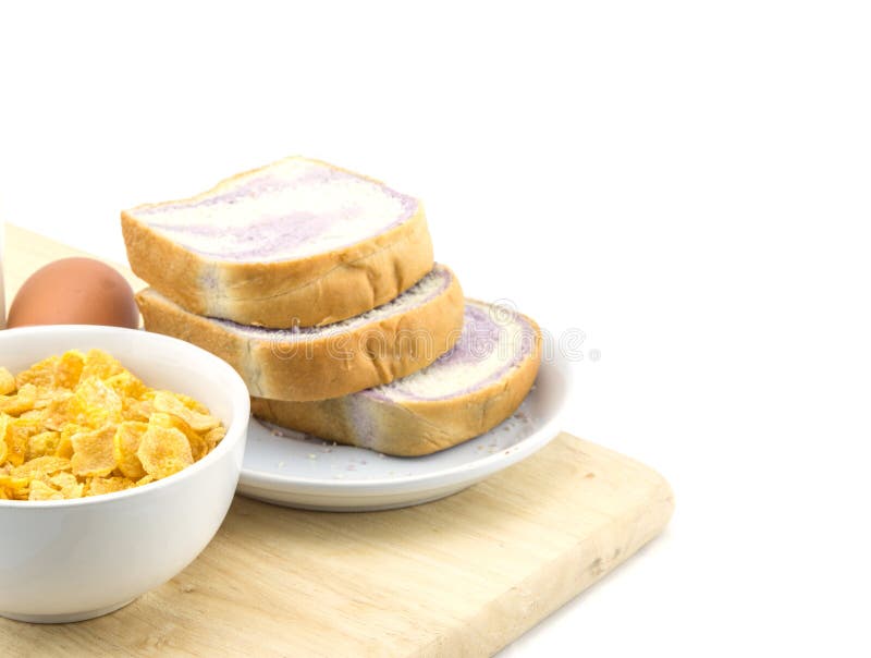 Healthy Breakfast Cornflakes with Milk and Bread Stock Image Image