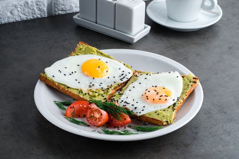 Healthy Breakfast Egg and Avocado Sandwich Stock Photo - Image of snack