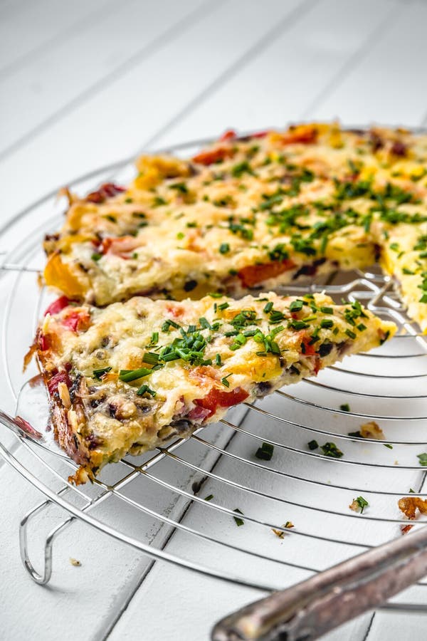 Healthy Breakfast Food, Stuffed Egg Omelette Stock Photo - Image of