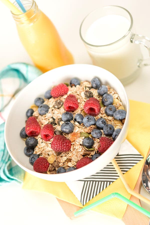 Healthy Breakfast with Fresh Fruit Stock Image - Image of drink