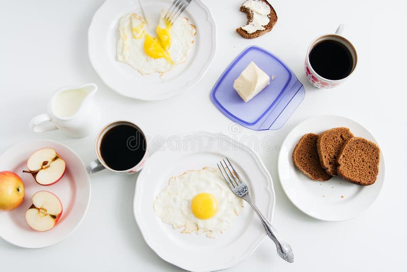 Healthy Breakfast Fried Egg and Rye Bread. Stock Image Image of