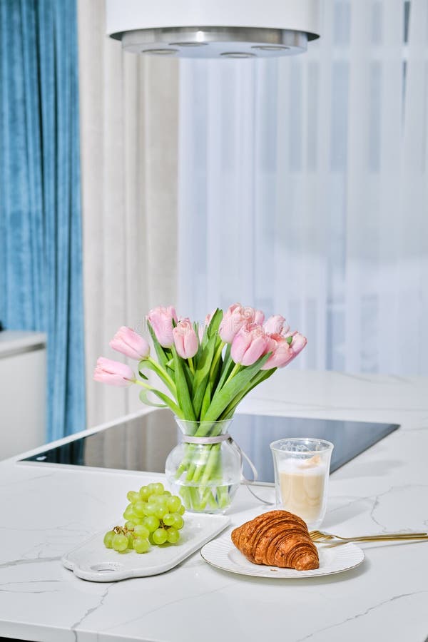 Healthy Breakfast on Kitchen Table Stock Photo Image of snack, pastry