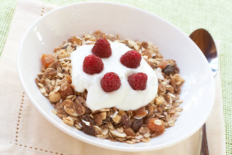 Healthy Breakfast with Muesli, Yogurt and Berries Stock Image Image