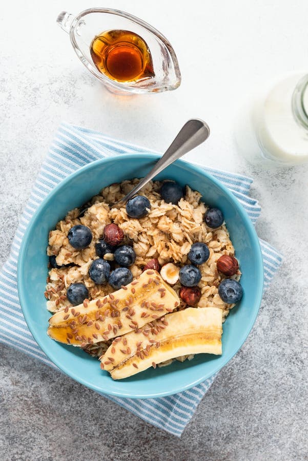 Healthy Breakfast Oats Porridge Bowl Stock Photo - Image of bowl ...