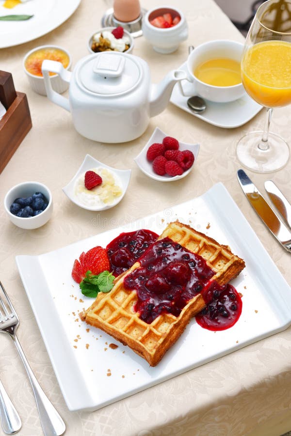 Continental Breakfast Table Set Up Stock Photo Image of 